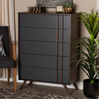 Baxton Studio Naoki Modern and Contemporary Two-Tone Grey and Walnut Finished Wood 5-Drawer Bedroom Chest