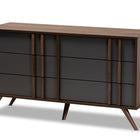 Baxton Studio Naoki Modern and Contemporary Two-Tone Grey and Walnut Finished Wood 6-Drawer Bedroom Dresser