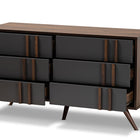 Baxton Studio Naoki Modern and Contemporary Two-Tone Grey and Walnut Finished Wood 6-Drawer Bedroom Dresser