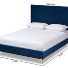 Baxton Studio Fabrico Contemporary Glam and Luxe Navy Blue Velvet Fabric Upholstered and Gold Metal Queen Size Platform Bed