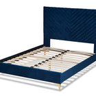 Baxton Studio Fabrico Contemporary Glam and Luxe Navy Blue Velvet Fabric Upholstered and Gold Metal Queen Size Platform Bed