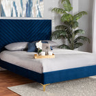 Baxton Studio Fabrico Contemporary Glam and Luxe Navy Blue Velvet Fabric Upholstered and Gold Metal Queen Size Platform Bed