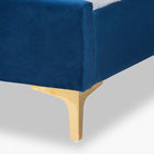 Baxton Studio Serrano Contemporary Glam and Luxe Navy Blue Velvet Fabric Upholstered and Gold Metal King Size Platform Bed