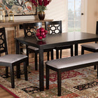 Baxton Studio Gabriel Modern and Contemporary Grey Fabric Upholstered and Dark Brown Finished Wood 6-Piece Dining Set