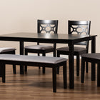 Baxton Studio Gabriel Modern and Contemporary Grey Fabric Upholstered and Dark Brown Finished Wood 6-Piece Dining Set