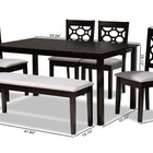 Baxton Studio Gabriel Modern and Contemporary Grey Fabric Upholstered and Dark Brown Finished Wood 6-Piece Dining Set