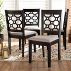 Baxton Studio Peter Modern and Contemporary Grey Fabric Upholstered and Dark Brown Finished Wood 4-Piece Dining Chair Set