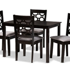 Baxton Studio Henry Modern and Contemporary Grey Fabric Upholstered and Dark Brown Finished Wood 5-Piece Dining Set