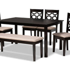 Baxton Studio Gabriel Modern and Contemporary Sand Fabric Upholstered and Dark Brown Finished Wood 6-Piece Dining Set