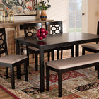 Baxton Studio Gabriel Modern and Contemporary Sand Fabric Upholstered and Dark Brown Finished Wood 6-Piece Dining Set