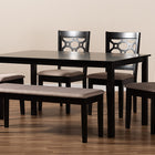Baxton Studio Gabriel Modern and Contemporary Sand Fabric Upholstered and Dark Brown Finished Wood 6-Piece Dining Set