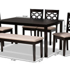 Baxton Studio Gabriel Modern and Contemporary Sand Fabric Upholstered and Dark Brown Finished Wood 6-Piece Dining Set