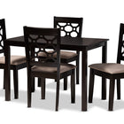 Baxton Studio Henry Modern and Contemporary Sand Fabric Upholstered and Dark Brown Finished Wood 5-Piece Dining Set