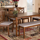 Baxton Studio Gabriel Modern and Contemporary Grey Fabric Upholstered and Walnut Brown Finished Wood 6-Piece Dining Set