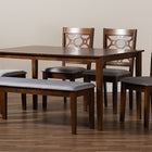 Baxton Studio Gabriel Modern and Contemporary Grey Fabric Upholstered and Walnut Brown Finished Wood 6-Piece Dining Set