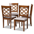Baxton Studio Peter Modern and Contemporary Grey Fabric Upholstered and Walnut Brown Finished Wood 4-Piece Dining Chair Set