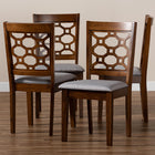 Baxton Studio Peter Modern and Contemporary Grey Fabric Upholstered and Walnut Brown Finished Wood 4-Piece Dining Chair Set