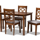 Baxton Studio Henry Modern and Contemporary Grey Fabric Upholstered and Walnut Brown Finished Wood 5-Piece Dining Set