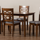 Baxton Studio Henry Modern and Contemporary Grey Fabric Upholstered and Walnut Brown Finished Wood 5-Piece Dining Set