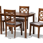 Baxton Studio Henry Modern and Contemporary Grey Fabric Upholstered and Walnut Brown Finished Wood 5-Piece Dining Set