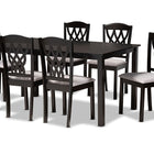 Baxton Studio Salem Modern and Contemporary Grey Fabric Upholstered and Dark Brown Finished Wood 7-Piece Dining Set