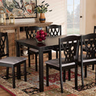 Baxton Studio Salem Modern and Contemporary Grey Fabric Upholstered and Dark Brown Finished Wood 7-Piece Dining Set