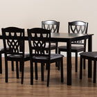 Baxton Studio Salem Modern and Contemporary Grey Fabric Upholstered and Dark Brown Finished Wood 7-Piece Dining Set