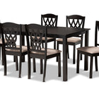 Baxton Studio Salem Modern and Contemporary Sand Fabric Upholstered and Dark Brown Finished Wood 7-Piece Dining Set