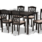 Baxton Studio Salem Modern and Contemporary Sand Fabric Upholstered and Dark Brown Finished Wood 7-Piece Dining Set