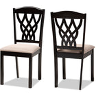 Baxton Studio Delilah Modern and Contemporary Sand Fabric Upholstered and Dark Brown Finished Wood 2-Piece Dining Chair Set