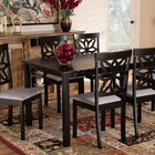 Baxton Studio Dallas Modern and Contemporary Grey Fabric Upholstered and Dark Brown Finished Wood 7-Piece Dining Set