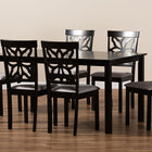 Baxton Studio Dallas Modern and Contemporary Grey Fabric Upholstered and Dark Brown Finished Wood 7-Piece Dining Set