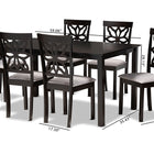 Baxton Studio Dallas Modern and Contemporary Grey Fabric Upholstered and Dark Brown Finished Wood 7-Piece Dining Set