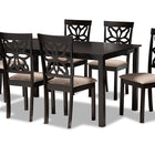 Baxton Studio Dallas Modern and Contemporary Sand Fabric Upholstered and Dark Brown Finished Wood 7-Piece Dining Set
