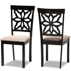 Baxton Studio Samwell Modern and Contemporary Sand Fabric Upholstered and Dark Brown Finished Wood 2-Piece Dining Chair Set