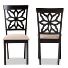 Baxton Studio Samwell Modern and Contemporary Sand Fabric Upholstered and Dark Brown Finished Wood 2-Piece Dining Chair Set