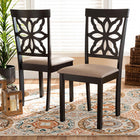 Baxton Studio Samwell Modern and Contemporary Sand Fabric Upholstered and Dark Brown Finished Wood 2-Piece Dining Chair Set
