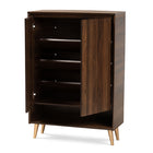Baxton Studio Landen Mid-Century Modern Walnut Brown and Gold Finished Wood 2-Door Entryway Shoe storage Cabinet