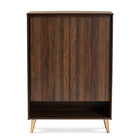 Baxton Studio Landen Mid-Century Modern Walnut Brown and Gold Finished Wood 2-Door Entryway Shoe storage Cabinet
