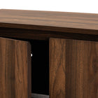 Baxton Studio Landen Mid-Century Modern Walnut Brown and Gold Finished Wood 2-Door Entryway Shoe storage Cabinet