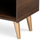 Baxton Studio Landen Mid-Century Modern Walnut Brown and Gold Finished Wood 2-Door Entryway Shoe storage Cabinet