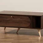 Baxton Studio Edel Mid-Century Modern Walnut Brown and Gold Finished Wood Coffee Table
