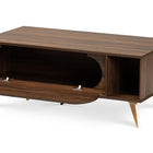Baxton Studio Edel Mid-Century Modern Walnut Brown and Gold Finished Wood Coffee Table