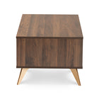 Baxton Studio Edel Mid-Century Modern Walnut Brown and Gold Finished Wood Coffee Table