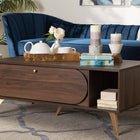 Baxton Studio Edel Mid-Century Modern Walnut Brown and Gold Finished Wood Coffee Table