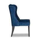Baxton Studio Lamont Modern Contemporary Transitional Navy Blue Velvet Fabric Upholstered and Dark Brown Finished Wood Wingback Dining Chair