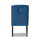 Baxton Studio Lamont Modern Contemporary Transitional Navy Blue Velvet Fabric Upholstered and Dark Brown Finished Wood Wingback Dining Chair