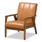 Baxton Studio Nikko Mid-century Modern Tan Faux Leather Upholstered and Walnut Brown finished Wood 3-Piece Living Room Set