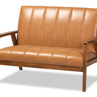 Baxton Studio Nikko Mid-century Modern Tan Faux Leather Upholstered and Walnut Brown finished Wood 3-Piece Living Room Set