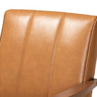 Baxton Studio Nikko Mid-century Modern Tan Faux Leather Upholstered and Walnut Brown finished Wood Lounge Chair